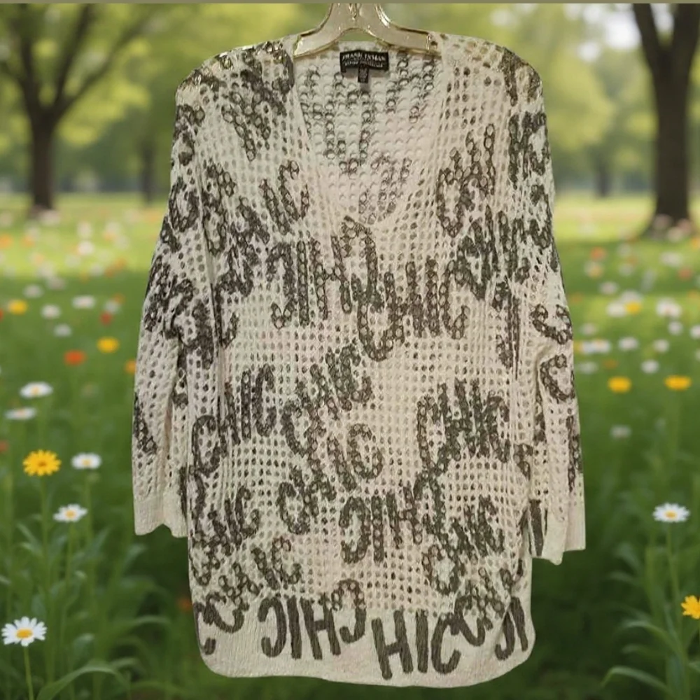 L/G🍀Frank Lyman Design Black and Cream Graphic Tunic - Picture 7 of 7